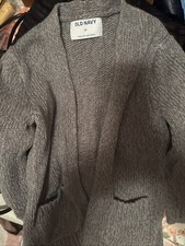 NWOT Old Navy Girls grey open front cable knit cardigan Front Pockets 3T