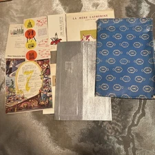 collection of vintage restaurant menus likely from various European locations