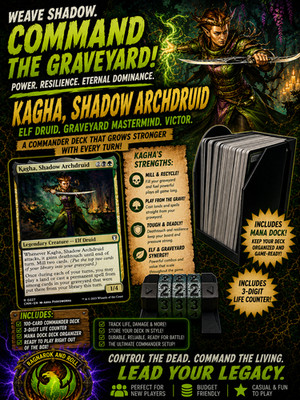MTG Commander Deck Kagha, Shadow Archdruid + 3-Digit Counter & Mana Dock Box