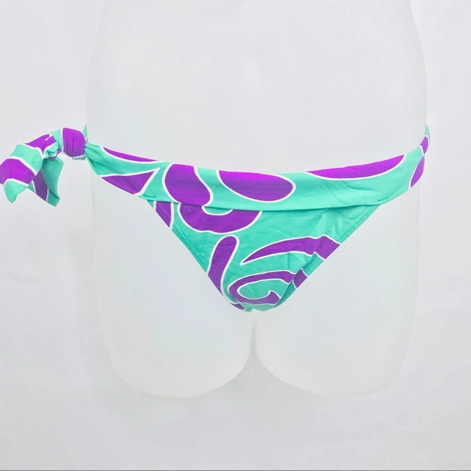 Cia Maritima 比基尼女式 S 码紫色绿色侧领带底部巴西漩涡 — 第 4/4 张图片