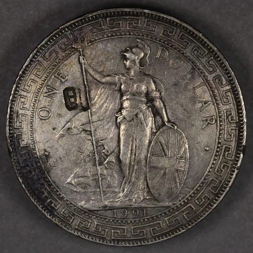 1901 Great Britain Silver Trade Dollar Chopmark