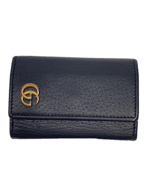 GUCCI / キーケース/レザー/KHK/メンズ/435305・0416 GUCCI Key Case Leather Black Men's 435305 0416, Scratches and