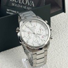 Bulova Marine Star White Dial Chronograph Men's Quartz Watch 43MM 96B255