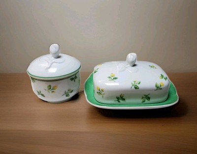 Hutschenreuther Medley Summerdream Porcelain Covered Butter Dish and Sugar Bowl
