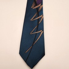 Vintage 80s 90s Retro Teal Art Geometric Tie mens Neckwear Bold Pattern 2.5x56