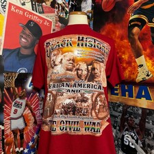 Mens Black History African American Heritage Civil War T Shirt XL Red
