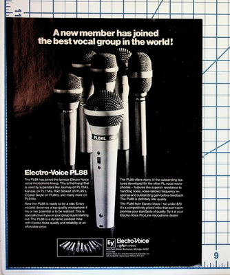 #ad #ad Vintage Electro Voice PL88 Microphone Ad Journey Kansas Rod Stewart Ephemera $19.00