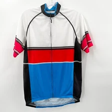 CANARI Men's Size M Short-Sleeve Full-Zip Cycling Biking Jersey Top Back Pockets