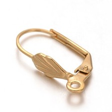 10pc Golden 304 Stainless Steel Leverback Earring Findings with Loop 19.5x10.5mm