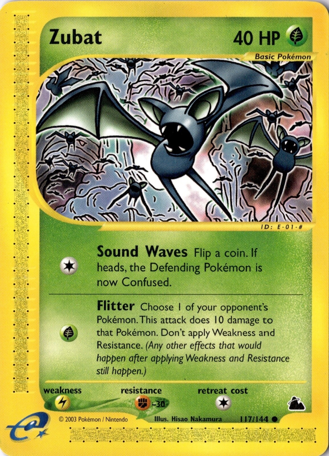 Zubat 117/144 - Skyridge -  Pokemon - NM