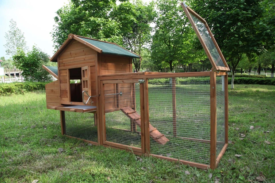 Outdoor 80'' Wooden Chicken Coop Nest Box Hen House Poultry Pet Hutch Garden - Image 4 of 4