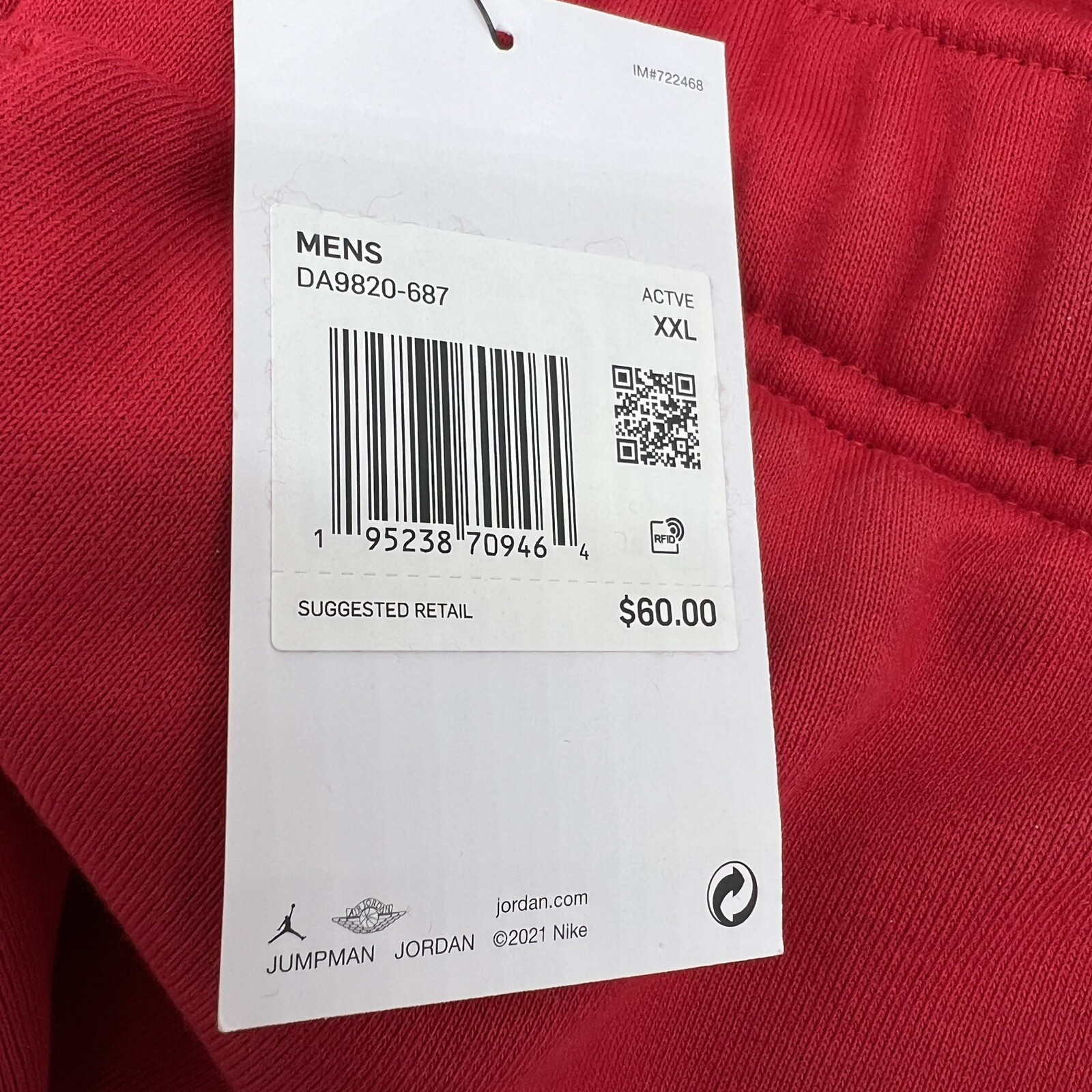 NEW XXL Jordan Brand Essential Fleece Jogger Pants Gym Red DA9820-687 thumbnail 11