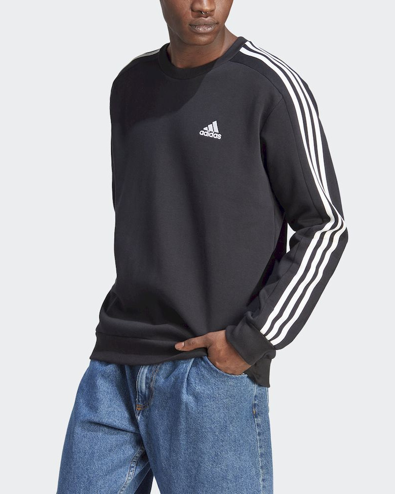 Sport Sweatshirt HERREN Adidas Schwarz Essentials 3 stripes Crew 