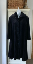 Vintage Velvet Opera Coat Midnight Black Blue Lined Laura Ashley Size L