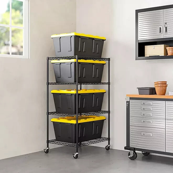 Seville Classics 4-Tier NSF Steel Wire Tote Shelving, 25