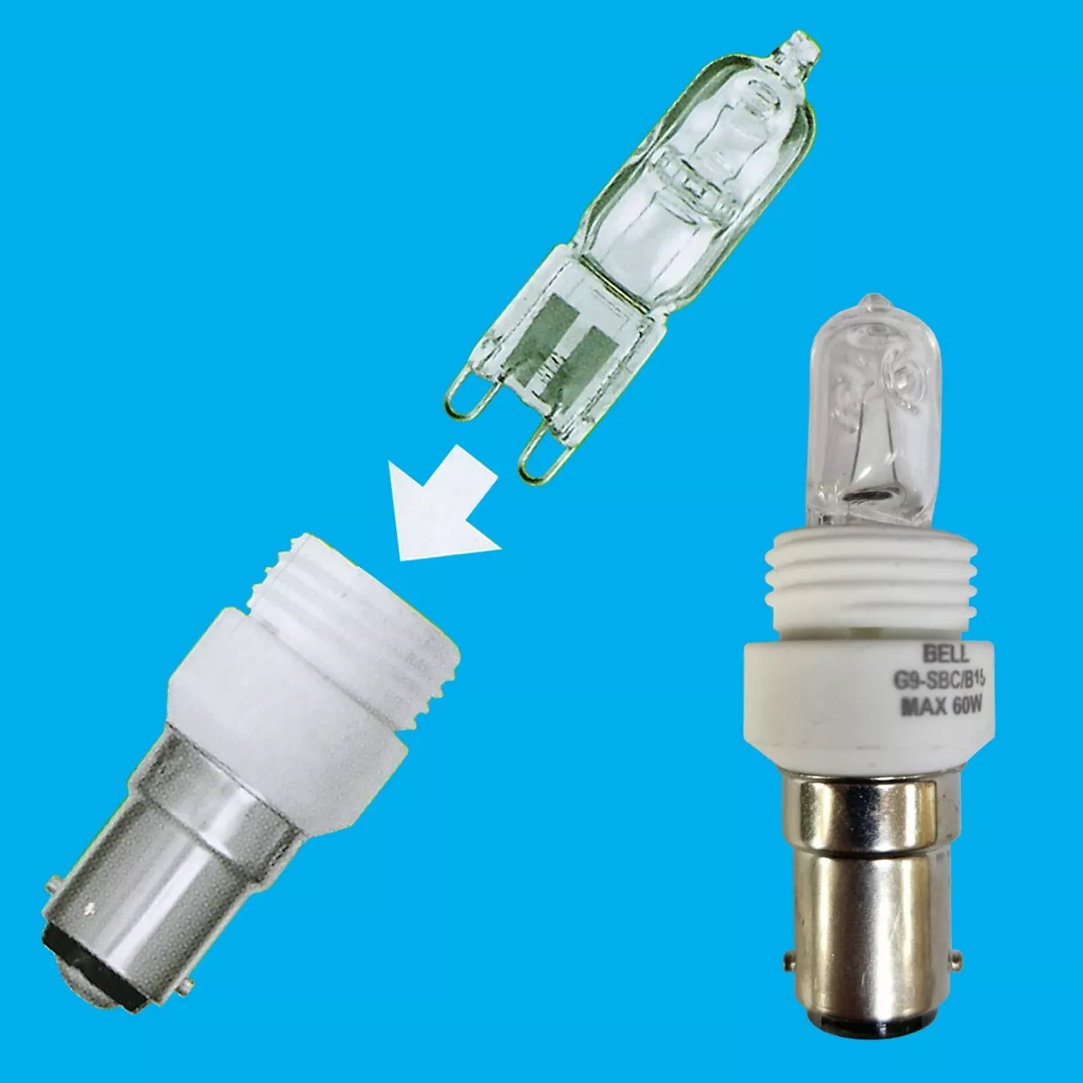 6x 28W G9 Halogen Clear Capsule Light Bulb SBC B15 to G9 Adaptor Converter