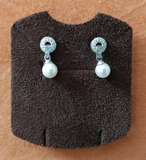 ORECCHINI DONNA IN ORO BIANCO 18 KT 750 CON PERLE E ZIRCONI AMBROSIA AOP 054