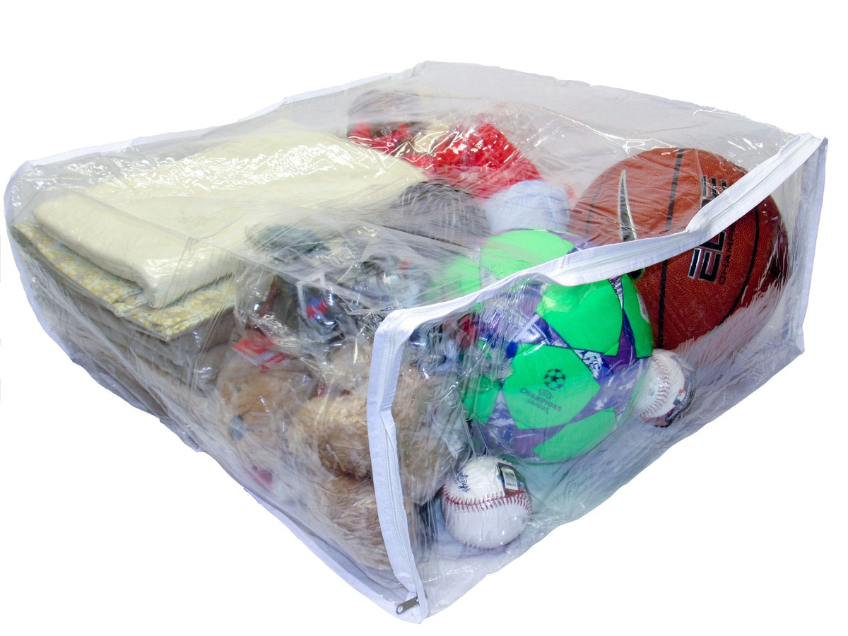 Jumbo Heavy Duty Vinyl Zippered Square Storage Bags Clear 23