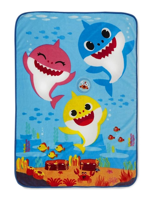 Pinkfong Baby Shark Kids Soft Musical Blanket 30" X 43" Ships 1st Class