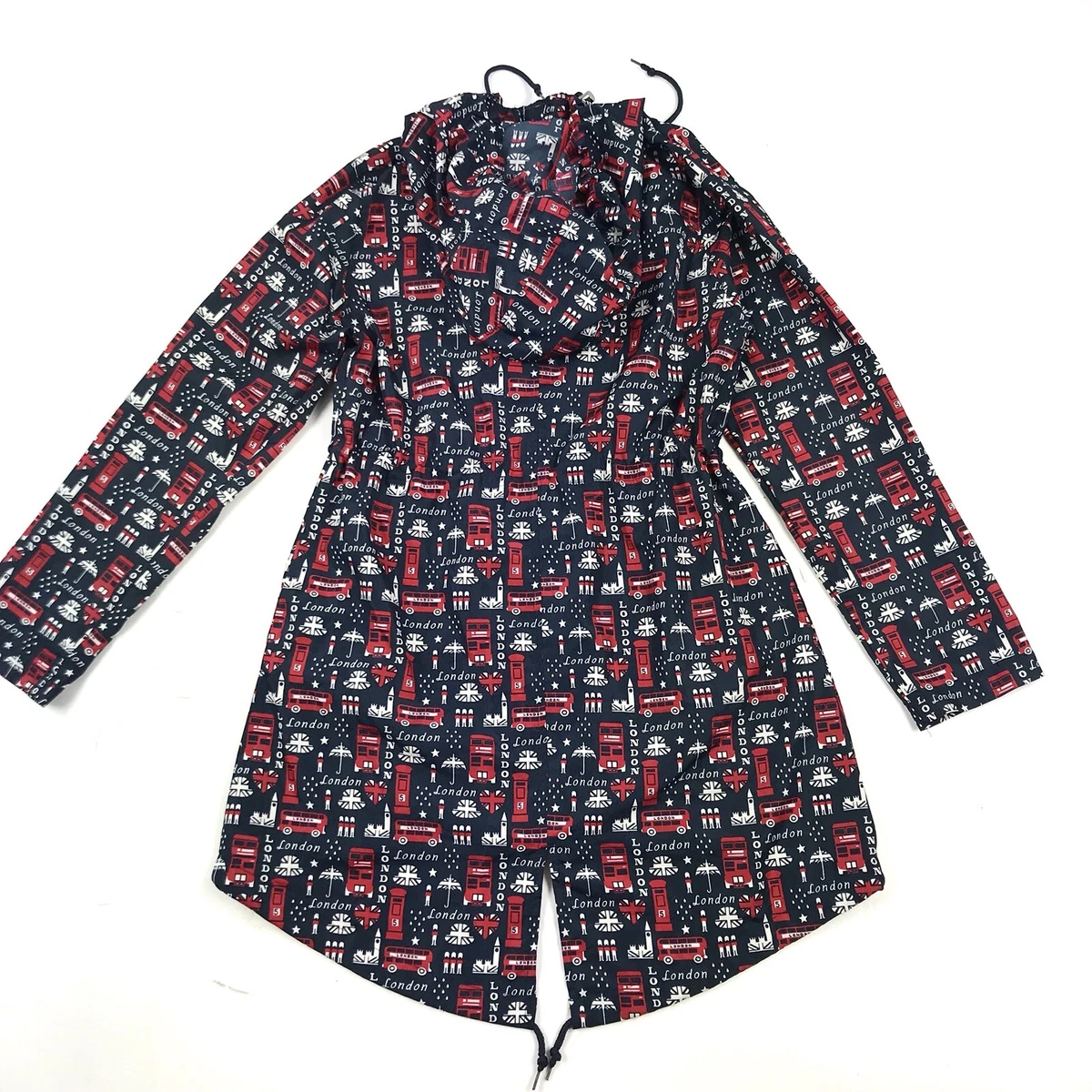 Denim Co Parka In A Pocket Packable London Cityscape Lightweight Rain Jacket XS
