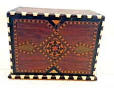 Collectible VTG Inlaid Cigarette Dispenser Wooden Box Marquetry Pop Open