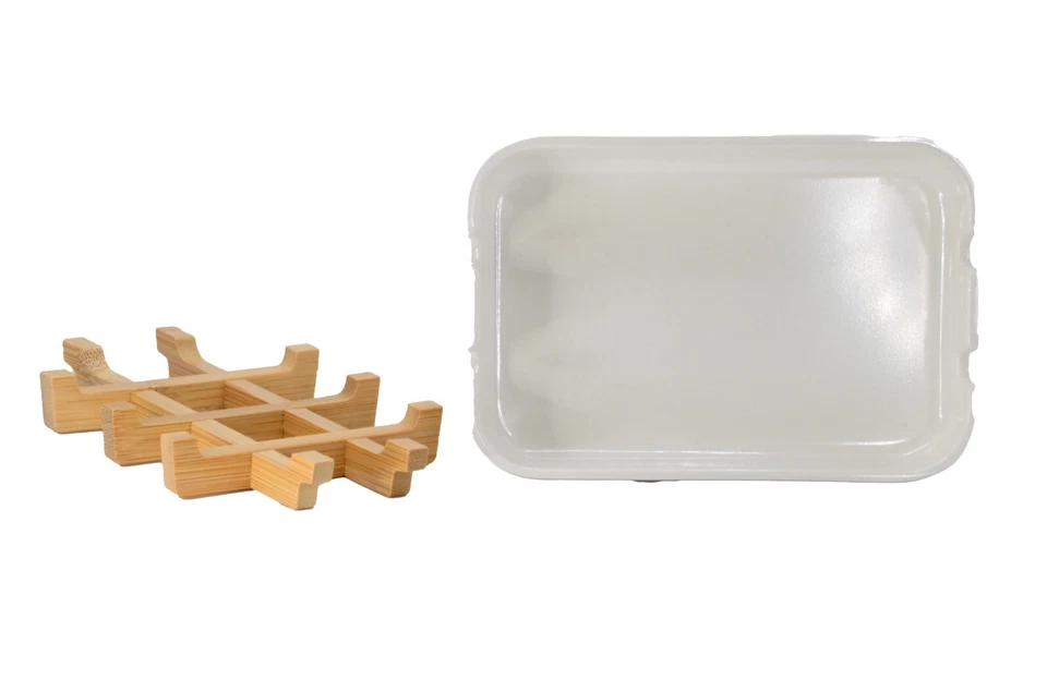 1 pc Bamboo Self-Draining Soap Dish Drain Storage Holder Soap Box Tray Bathroom - Image 4 of 4