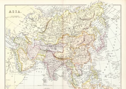 Antique Map - MAP OF ASIA [William MacKenzie] COLOUR LITHOGRAPH c1880s - Picture 1 of 2