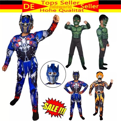 Kinder Jungen Kinder Hulk Bumblebee Transformers Optimus Kostüm Fancy Maske Set~
