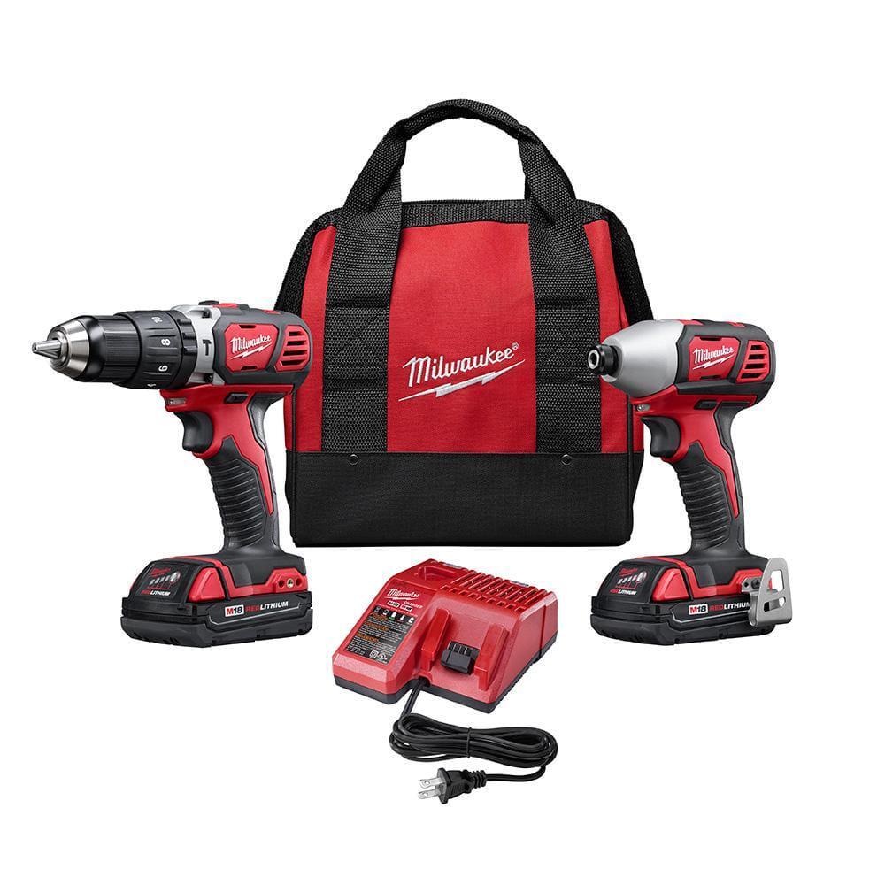Milwaukee Hammer Drill + Impact Driver Kit 18V Li-Ion with Charger+2-Batteries
