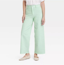 Women's High Rise Sailor Wide Leg Ankle Jeans Universal Thread Size 2 Green