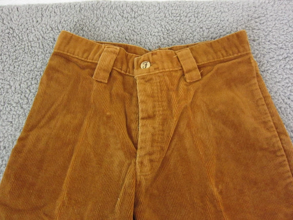Vintage 70s Corduroy Pants Misses 12/13 23w x 31L Brown Farah Made in USA - Image 4 of 4
