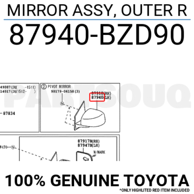 ！！専用ページ！！ 87940-06840 Genuine Toyota Outside Rear Mirror Assembly