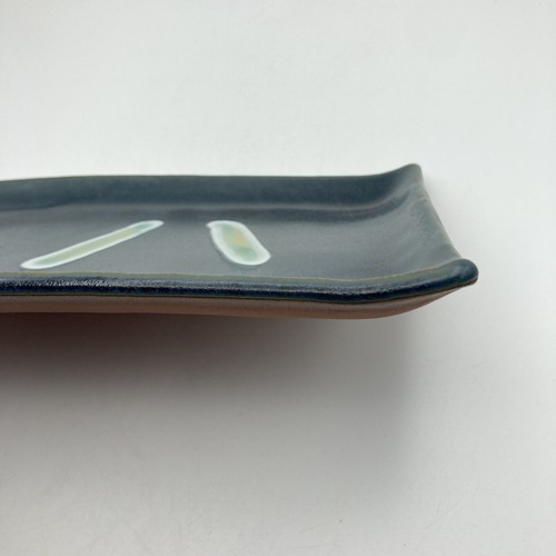 Piatto sushi rettangolare ceramica artistica vintage vassoio 10x6 astratto firmato 99 - Foto 8 di 10