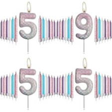 Birthday candles set  (Candle with Pink and Purple Long Candles)