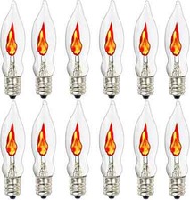 SUNSGNE Christmas Flicker Flame Light Bulbs, Crystal C18 Clear Bulb