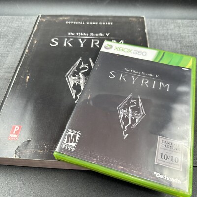 The Elder Scrolls V Skyrim Game Microsoft Xbox 360 2011 w/ Strategy Guide No Map
