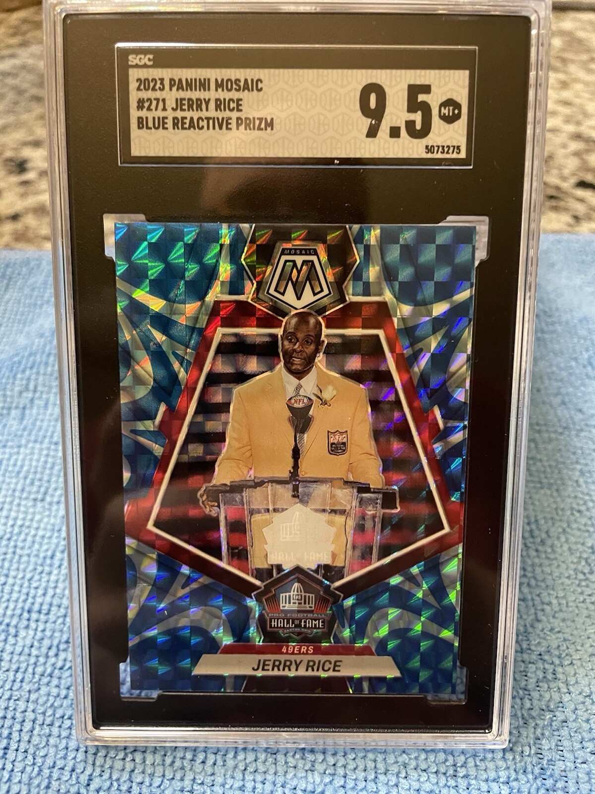 2023 Panini Mosaic Jerry Rice Blue Reactive Prizm #271 SGC Gem Mint+ 9.5 Pop 2