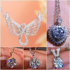 5 Styles 925 Silver,Rose Gold Necklace Pendant Cubic Zircon Gorgeous Jewelry