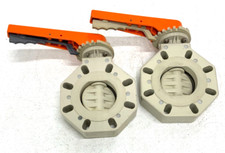 Lot of 2 FIP DN100 PN10 3-3/4" PVC Lever Operated Handle Butterfly Valve 214C