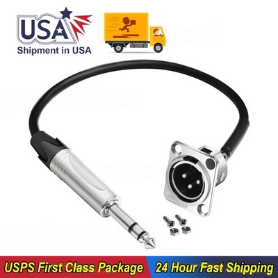 1/2PC Audio XLR Male to 1/4'' TRS Male for Stage Floor Box XLR Patch Panel Mount