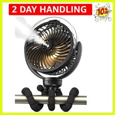 Misting Stroller Fan, 6000mAh Battery Operated Portable Fan with Light  360 ...