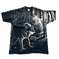 Rare Wolves All Over Print AOP Single Stitch Mens XL Made In USA