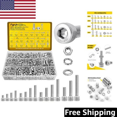 Organized 1220PCS Metric Screws Set in Durable Stainless Steel for DIY Projects