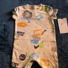 Nike Baby 3M Coconut Milk Short Sleeve Cotton Romper Bodysuit Logo Just Do It