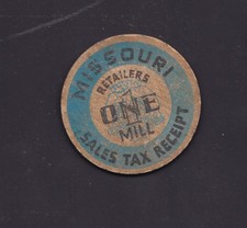 Vintage Missouri Retailers Sales Tax Receipt Token 1 One Mill Blue Cardboard
