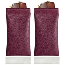 2 Pack Glasses Case Soft Eyeglass Case For Women Men Squeeze Top Burgundy