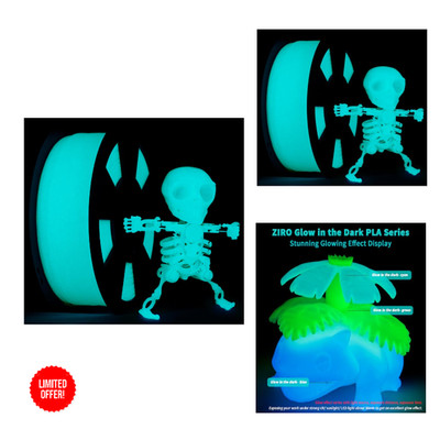 Glow in the Dark PLA Filament 1.75mm 1KG ZIRO 3D Drucker