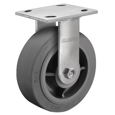Albion 18Xs06229r 6'' X 2'' Non-Marking Rubber Soft Flat Rigid Caster, No Brake,
