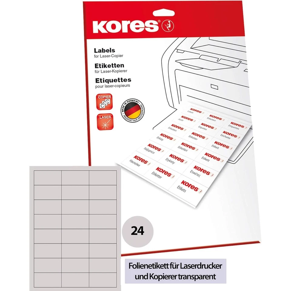 [L7037.10FT] Kores Etiquette en film, 70,0 x 37,0 mm, transparent - Photo 1/2