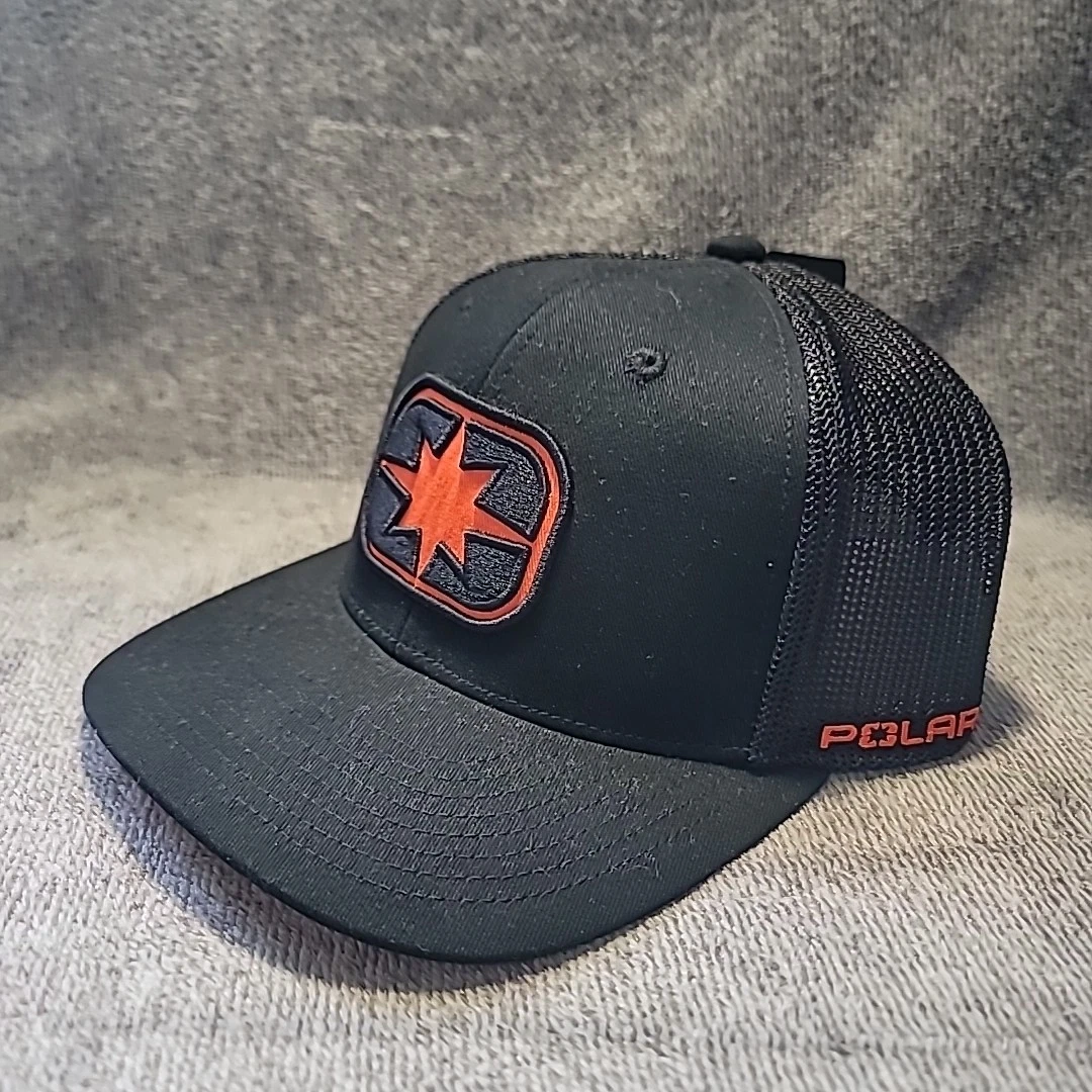 Polaris Ellipse Patch Black/Blaze Orange Trucker Hat- OEM 2833124